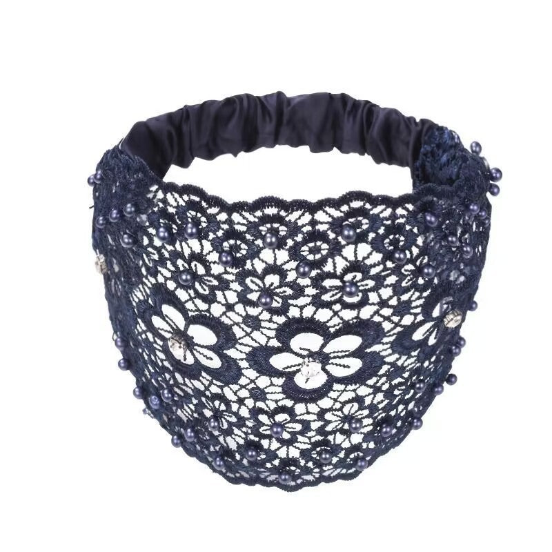 Plum Blossom Hollow Hair Band New Beaded Wide Brim Hair Pressing Headband