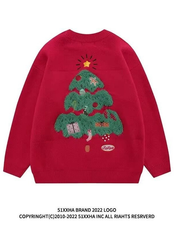 Jul design fornemmelse efterår og vinter løs par strik sweater