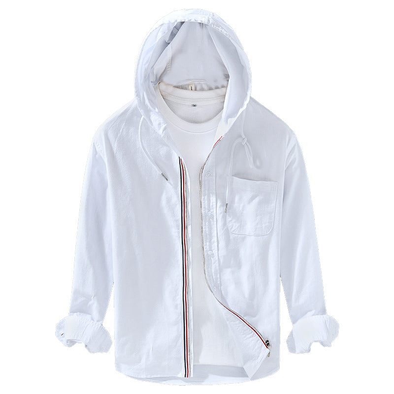 Cotton Hooded Shirt Coat American Casual Men