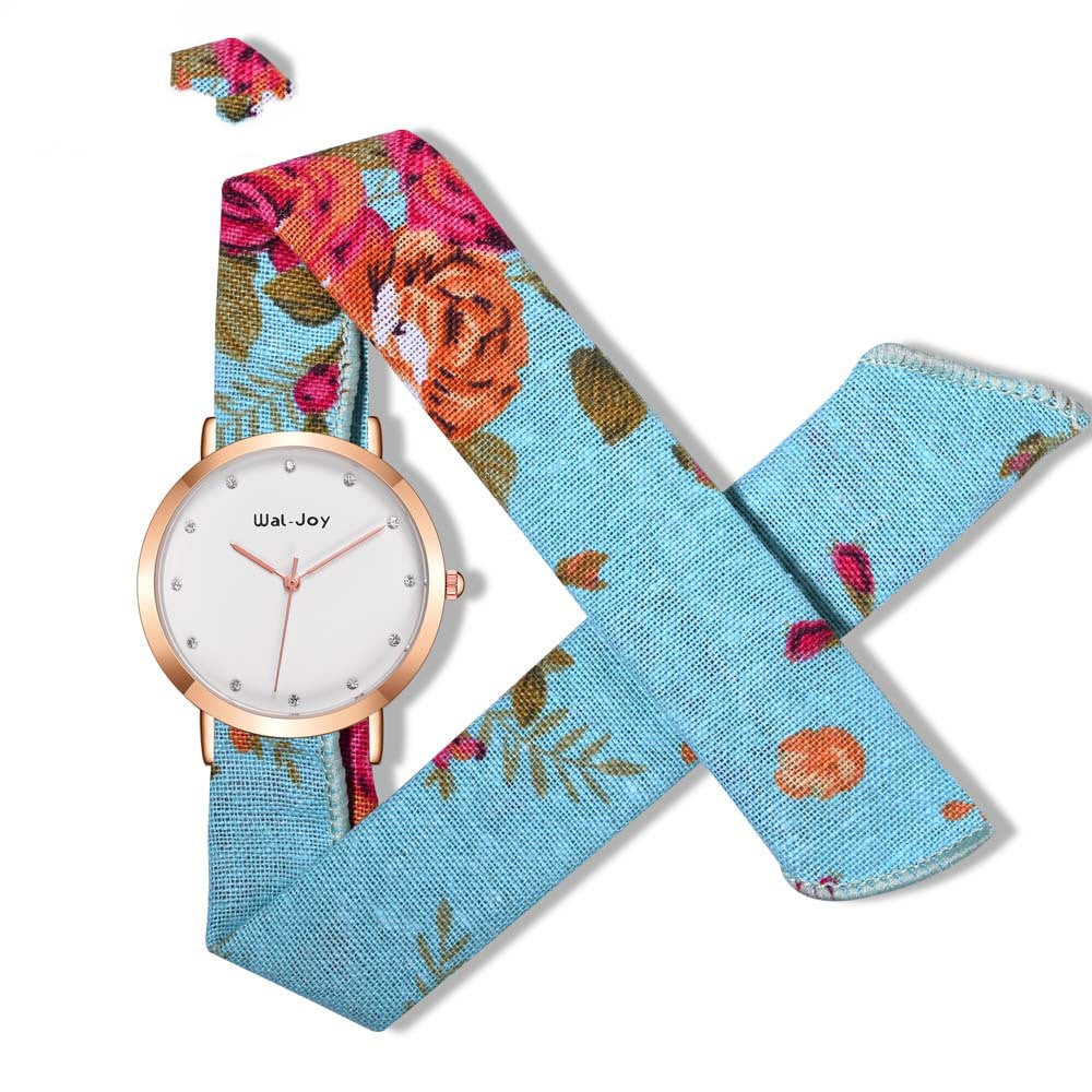 Creative Watch Printed Cloth Belt Waterproof