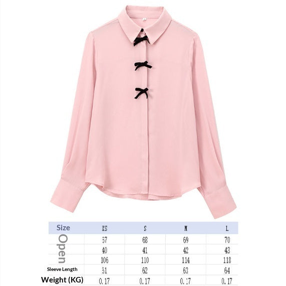 Fashion Women Bowknot Decoration Loose Casual Shirt