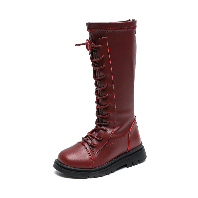 Autumn New Girls Leather Boots Rear Zipper Student Casual Shoes