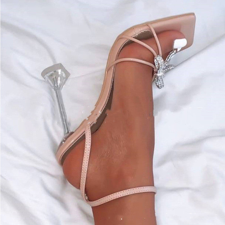Sandals With Stiletto Heels Tied With Fish Mouth