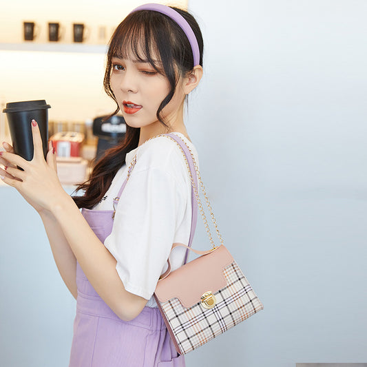 Women's Fashion Plaid Print Shoulder Messenger Bag