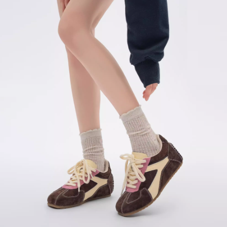Sunset Forest Deconstruction Retro German Training Shoes Women's Shoes With Hidden Heels Genuine Leather Spring New Cortez Casual