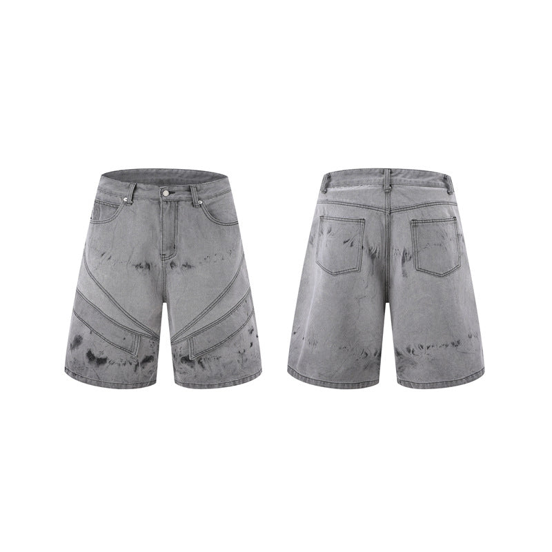 New Summer Retro Washed Denim Shirt And Shorts Set