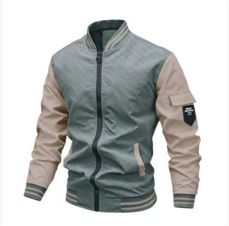 Jacket Men's Jacket Casual Stand Collar Trendy Brand Fashion Baseball Uniform Men's Youth Jacket Hollow Out