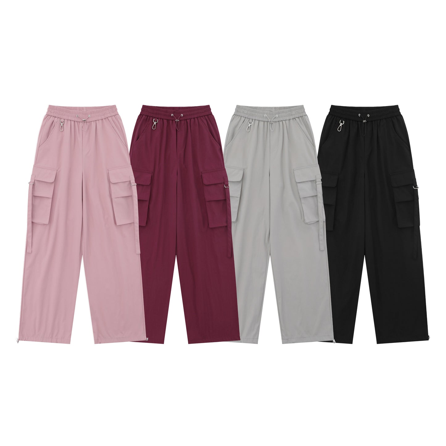 Loose Wide Leg Straight Large Pocket Ribbon Overalls