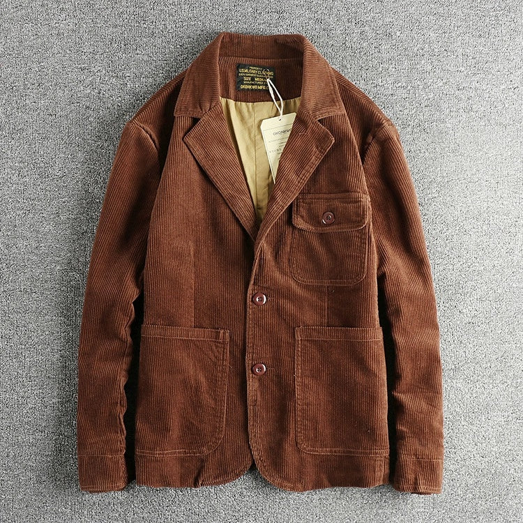 Heavy Amekaji Retro Washed Pure Cotton Corduroy Casual Jacket