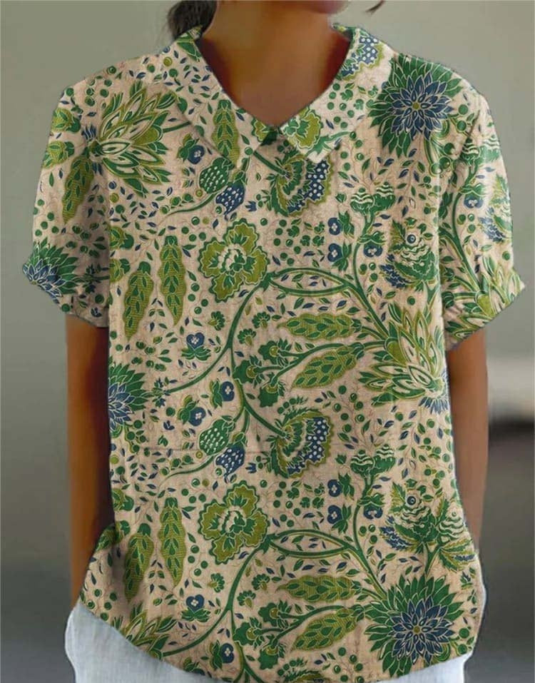 Summer Lapels Short Sleeve Elegant European And American Style Women Top