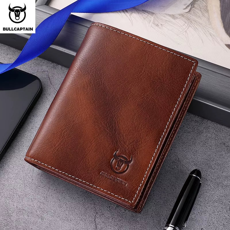 New 100% Leather Men'S Wallet High Quality Product Leather Men'S Wallet Multifunctional Card Slot Short Wallet QB017