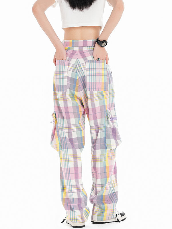 Summer Harajuku Street Retro Hot Girl Style Pattern Low Waist Workwear Casual Pants
