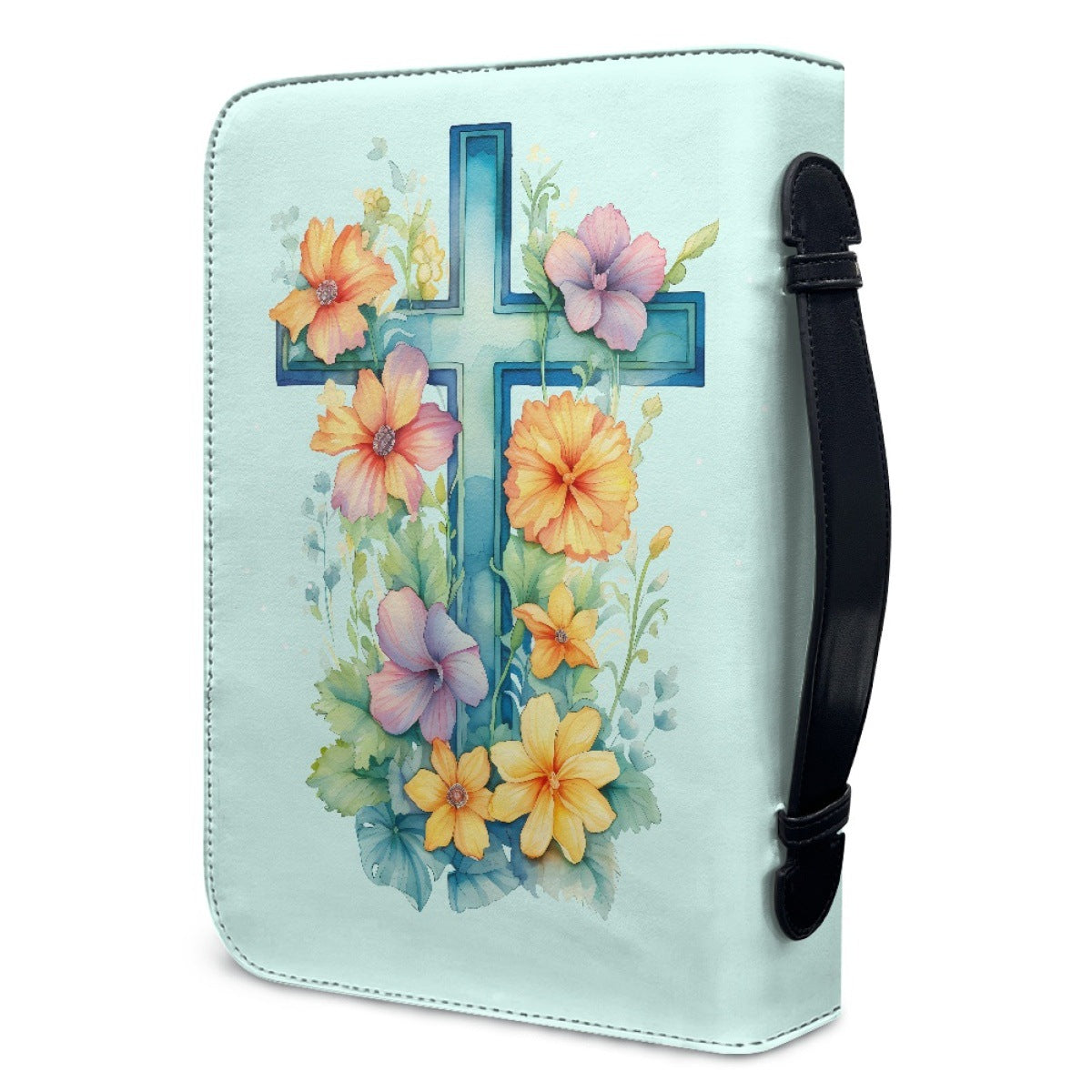 Portable Printing Book Protection Storage Holy Book Cross Sunflower Handbag