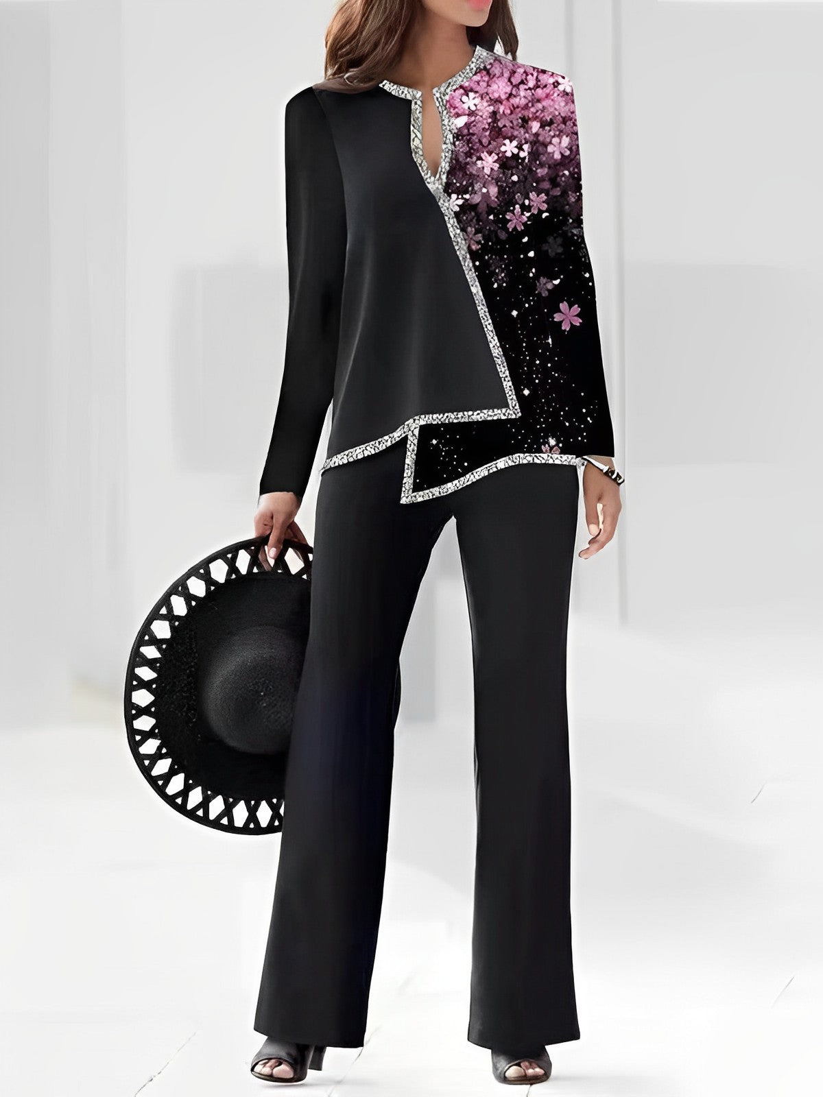 Women's Fashion 3D Digital Printing Shirt And Trousers Suit
