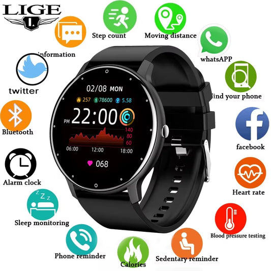Smart Watch Men Women Full Touch Screen Sport Fitness Watch Man IP67 Waterproof Bluetooth for Android IOS Smartwatch Men