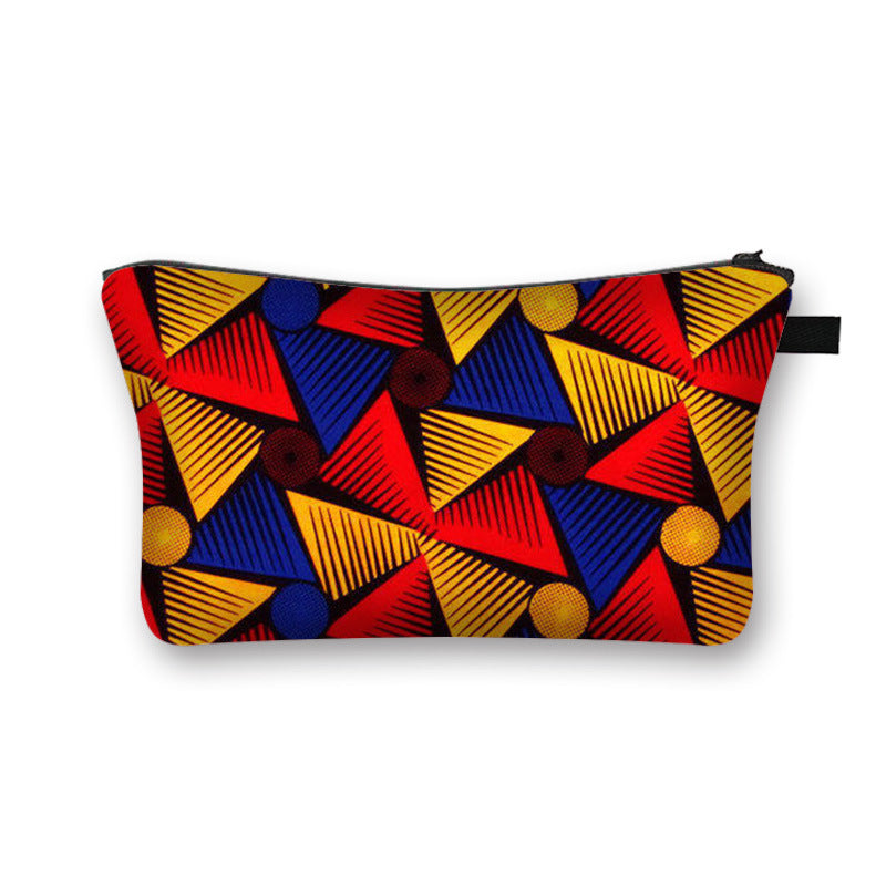 Ny Geometrisk Print Polyester Kosmetiktaske Stor Kapacitet Clutch Taske Dame Mode Rejse Opbevaringstaske