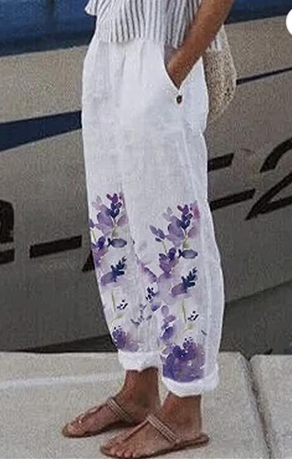 Women's Printed Fashion Graffiti Loose Pockets Casual Straight Trousers