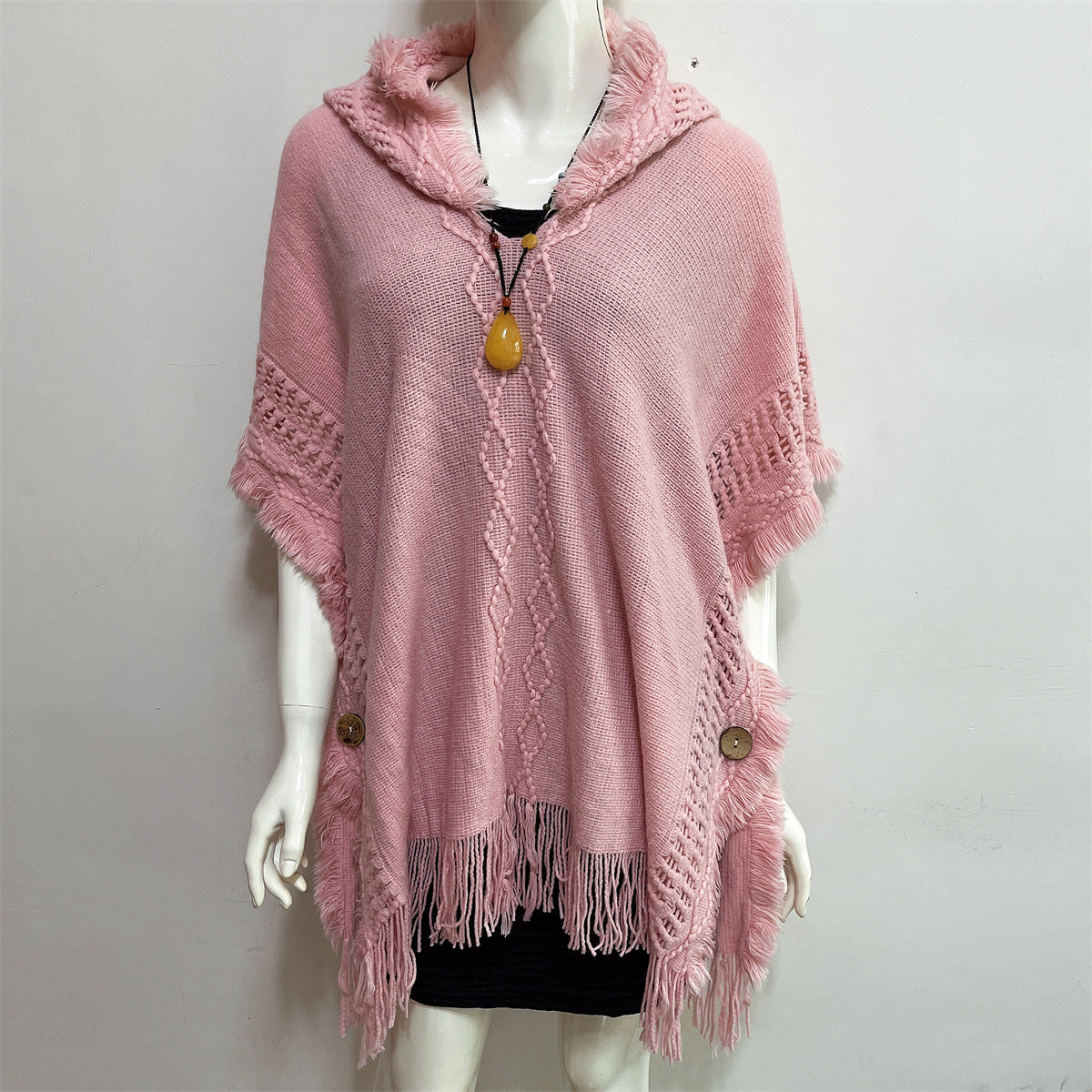 Autumn And Winter European And American Plus Size Hooded Pullover Sweater Tassel Batwing Shirt