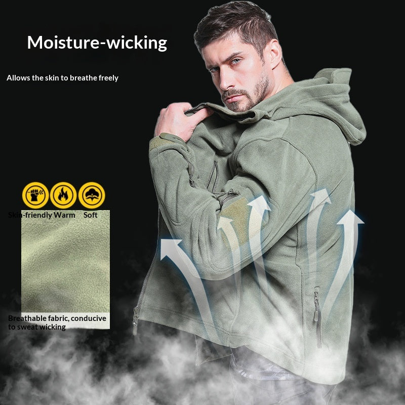 Outdoor Sports Fleece-Lined Hooded Insulated Polar Fleece Jacket