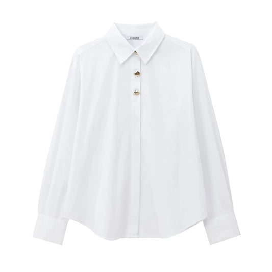 Women's Fashion Polo Collar Gold Breasted