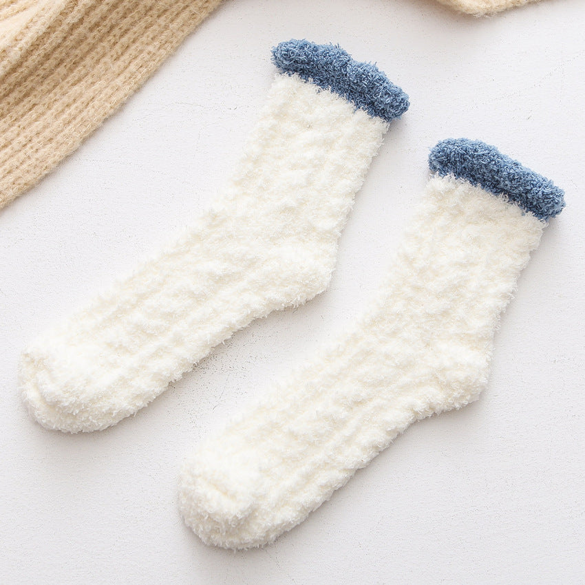 Color Twist Coral Fleece Winter Tube Socks
