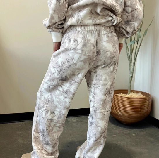Womens Printed Casual Long-Sleeve Top And Pants Set