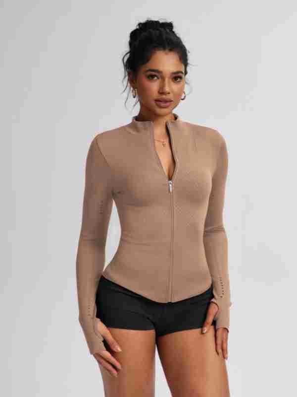 Figure-flattering Zip-up Sports Jacket
