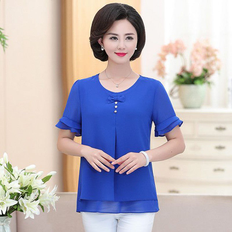 Mom Summer Clothes Chiffon Small Shirt Plus Size Loose