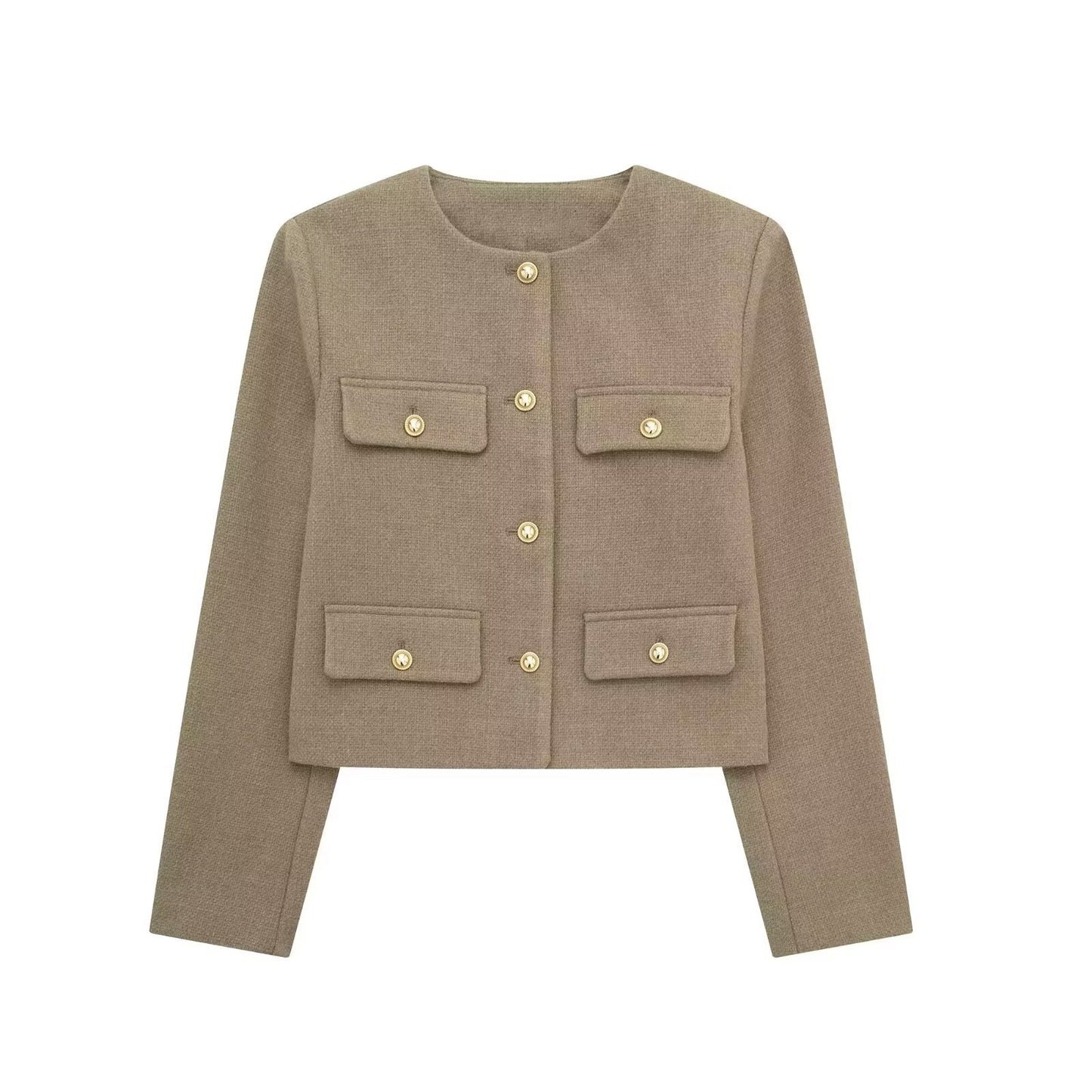 Fashion Casual All-match Flip Trim Short Coat