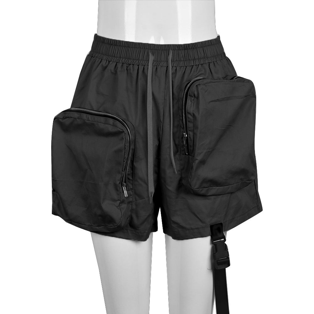 Women's Summer Multi-zipper Elastic Waist Casual Shorts
