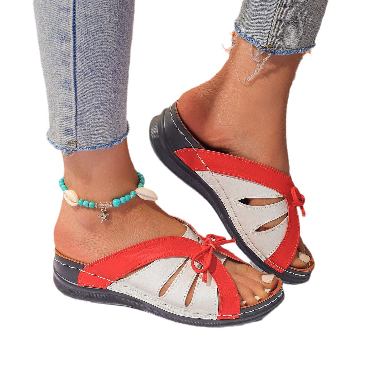 Women's Plus Size Wedge Slippers Hollow Fish Mouth