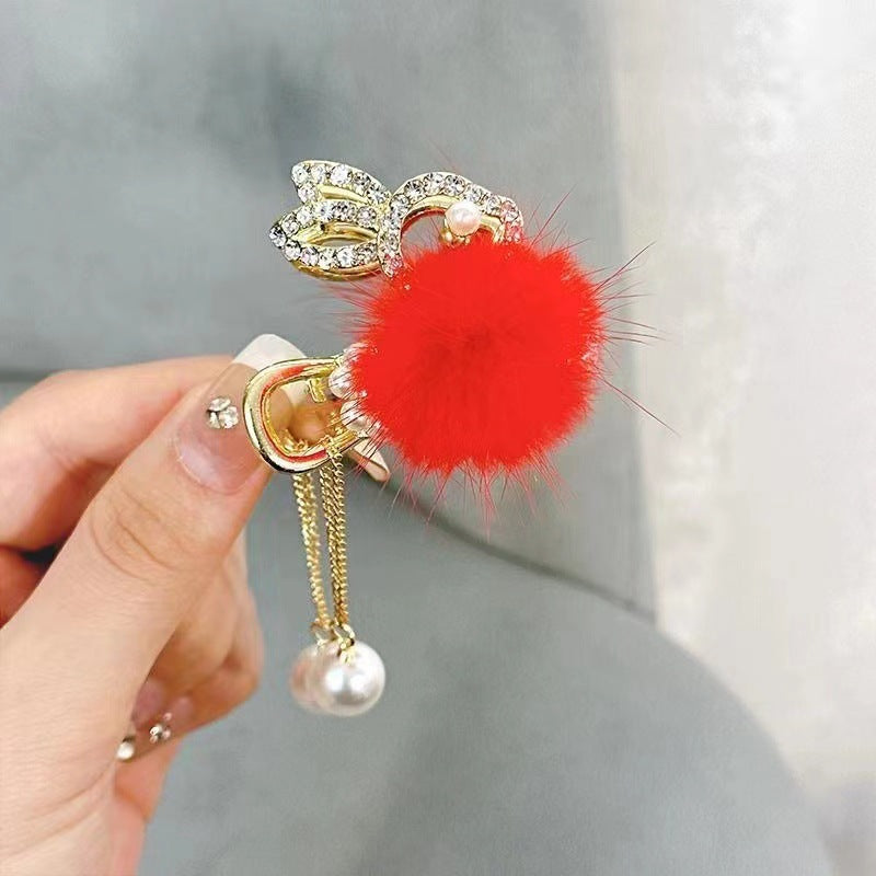 Western-style Princess New Cute High Horsetail Clip Fixed Plush Clip
