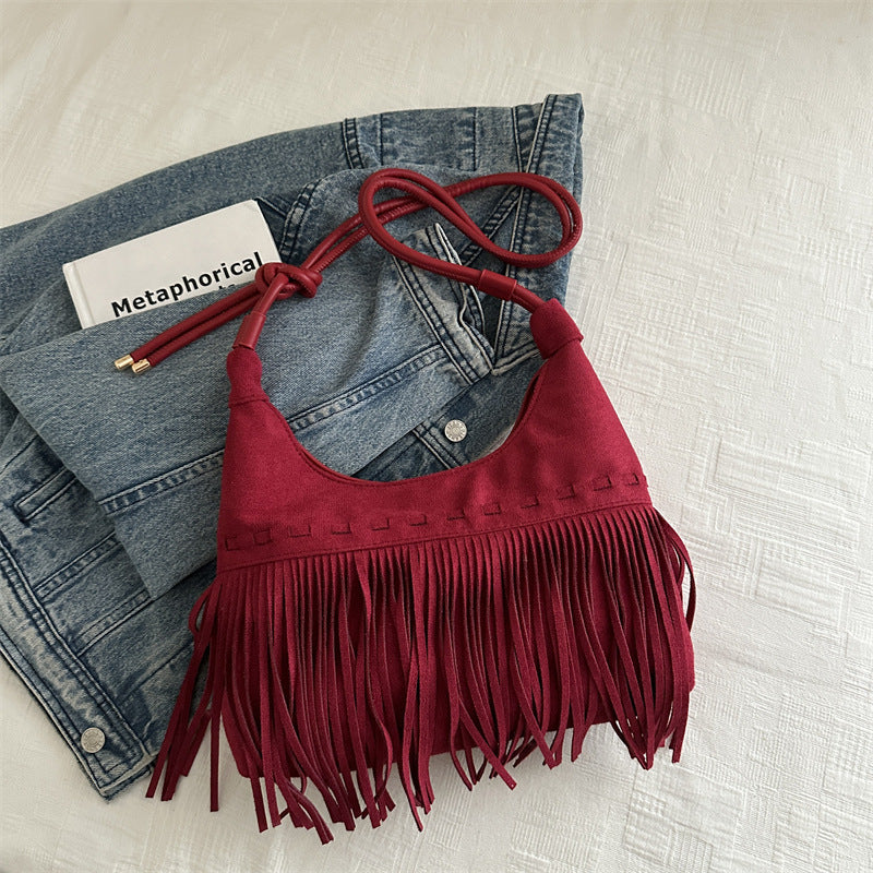 Womens Bohemian Retro Tassel Shoulder Crossbody Bag