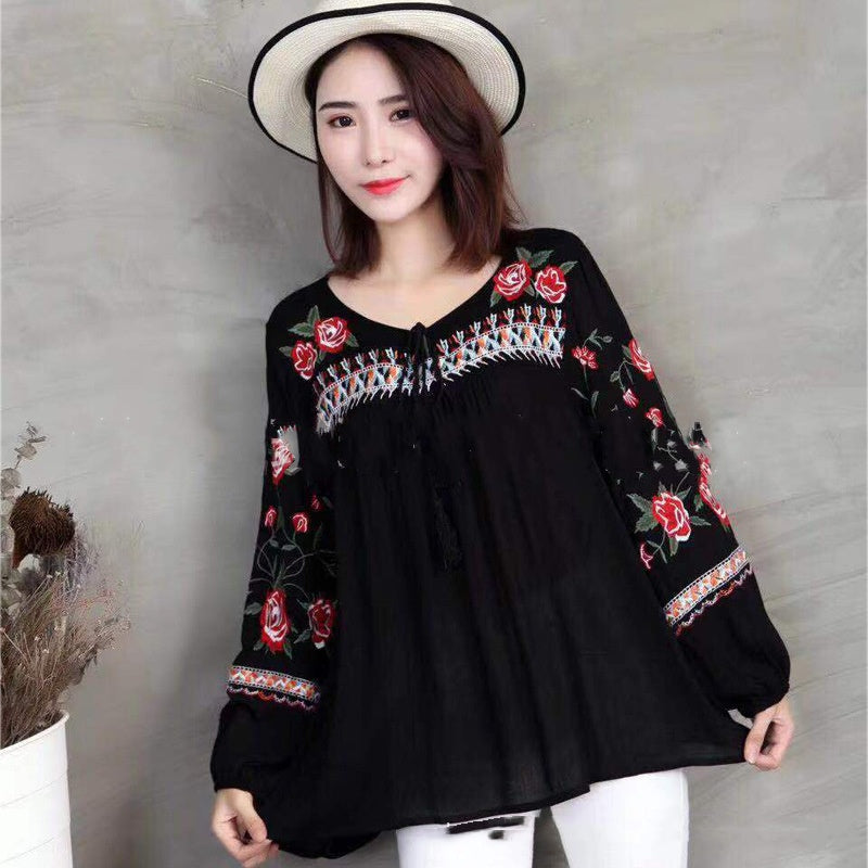 Ladies Tassel Embroidered White Shirt