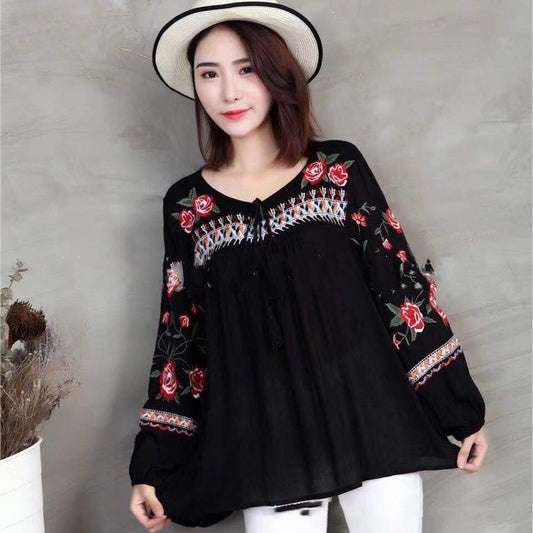 Ladies Tassel Embroidered White Shirt
