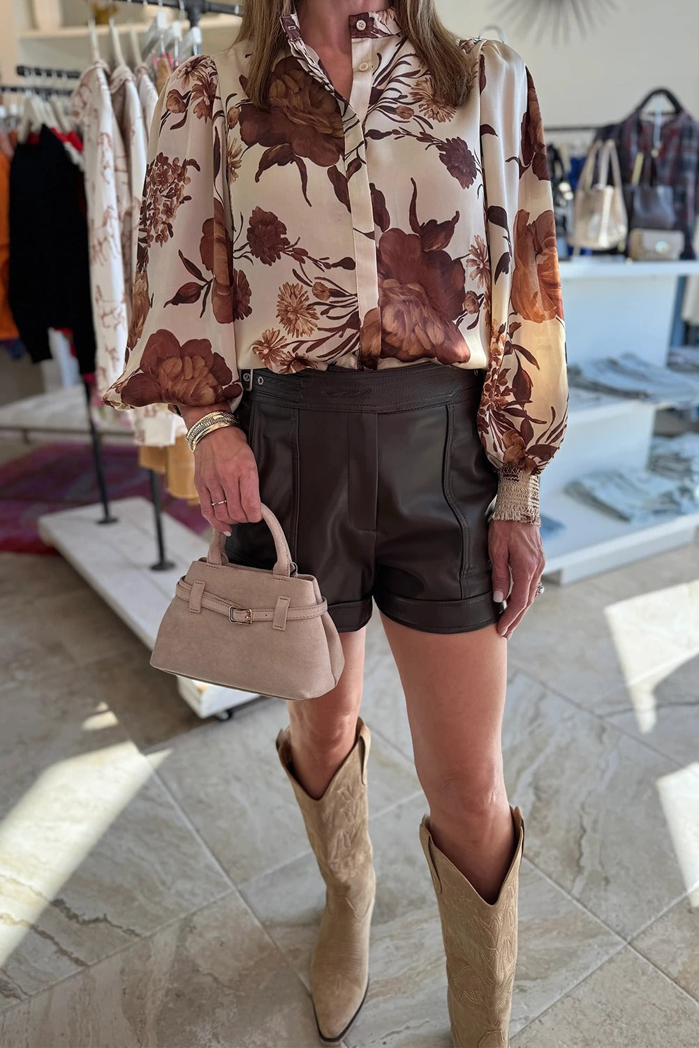 Women's Printed Long-sleeve Lapel Casual Shirt