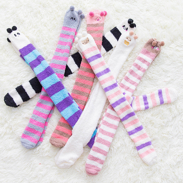 Autumn And Winter Long Coral Velvet Socks Women's Over The Knee Thickened