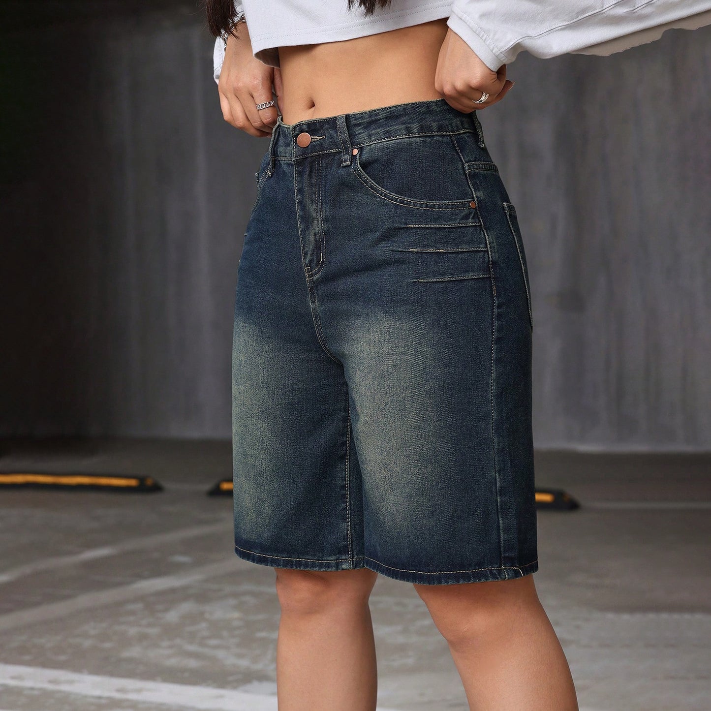 Womens Fashionable Vintage Washed Denim Shorts
