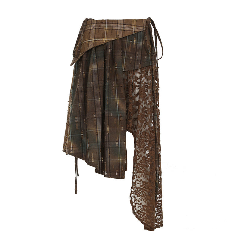 American-style Vintage Print Asymmetrical Skirt For Women