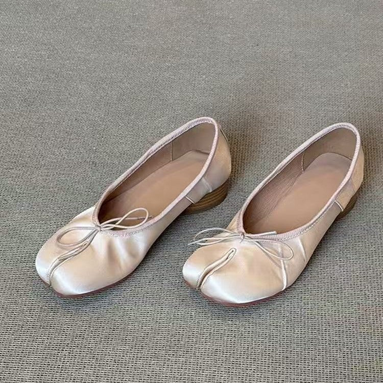 Womens Retro Low-Top Versatile Mid-Heel Shoes
