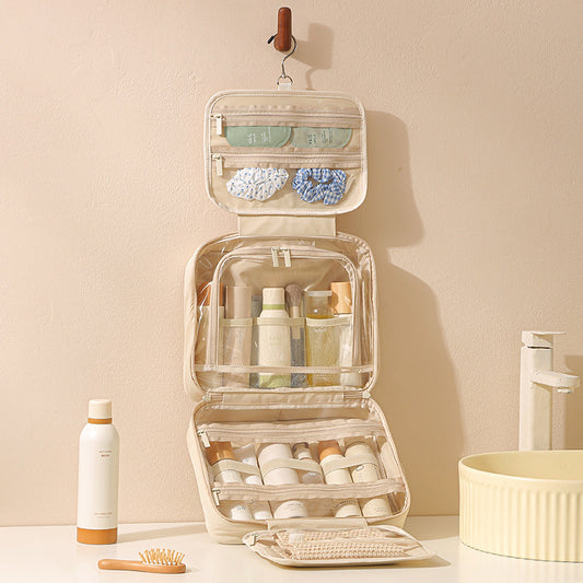 Large-Capacity Oxford Cloth Hanging Portable Toiletry And Makeup Bag For Easy Travel Combing