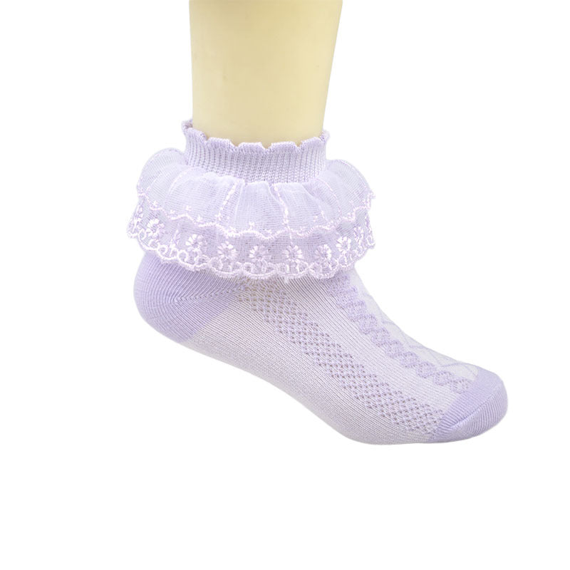 Children's Lace  White Latin Dance Socks