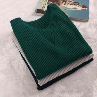Women's Slim-fit Long-sleeved Pullover Skinny V-neck Sweater