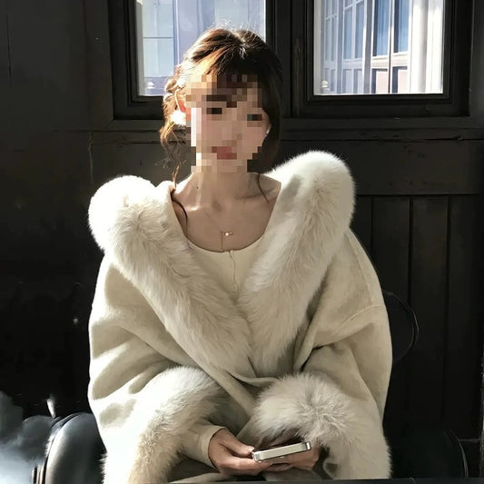 Temperament Noble Fox Fur Collar Coat