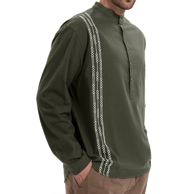 Henley Langærmet T-shirt med print til mænd
