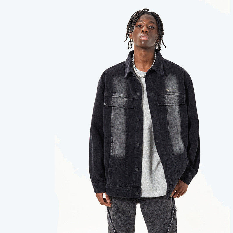 Leisure Washed And Worn Denim Jacket Coat