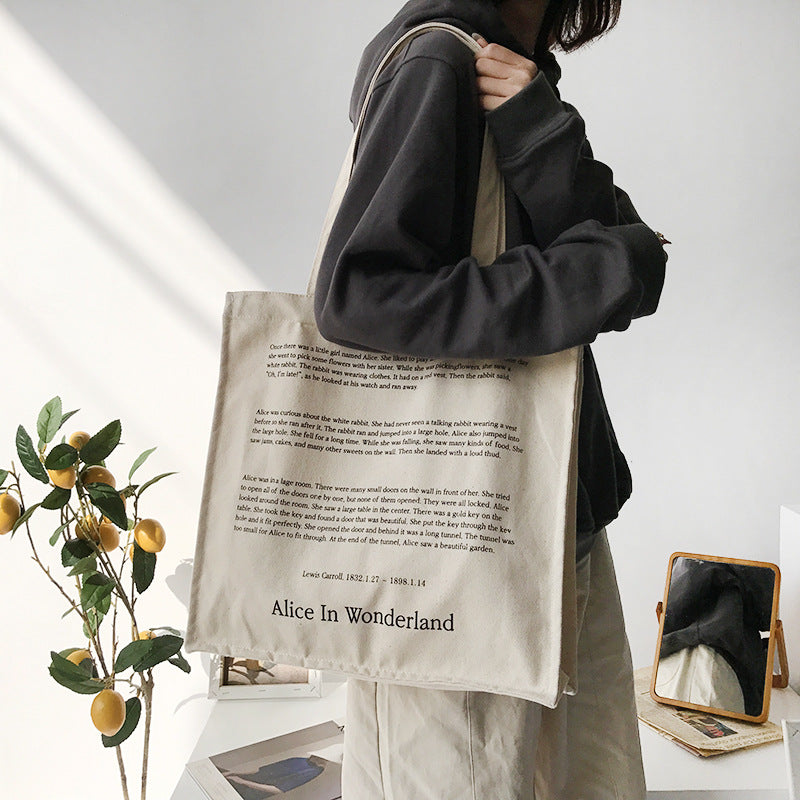 Ladies Canvas Shoulder Bag, Fairy Tale Print Daily Shopping Bag,