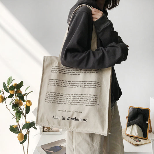 Ladies Canvas Shoulder Bag, Fairy Tale Print Daily Shopping Bag,