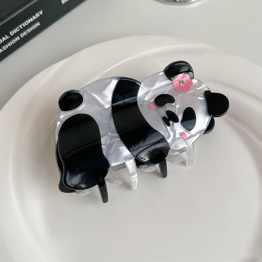 Plastic Cartoon Panda Acetate Grip Cute Animal Hair Claw Young Girl Personalized Barrettes Bang Side Shark Clip