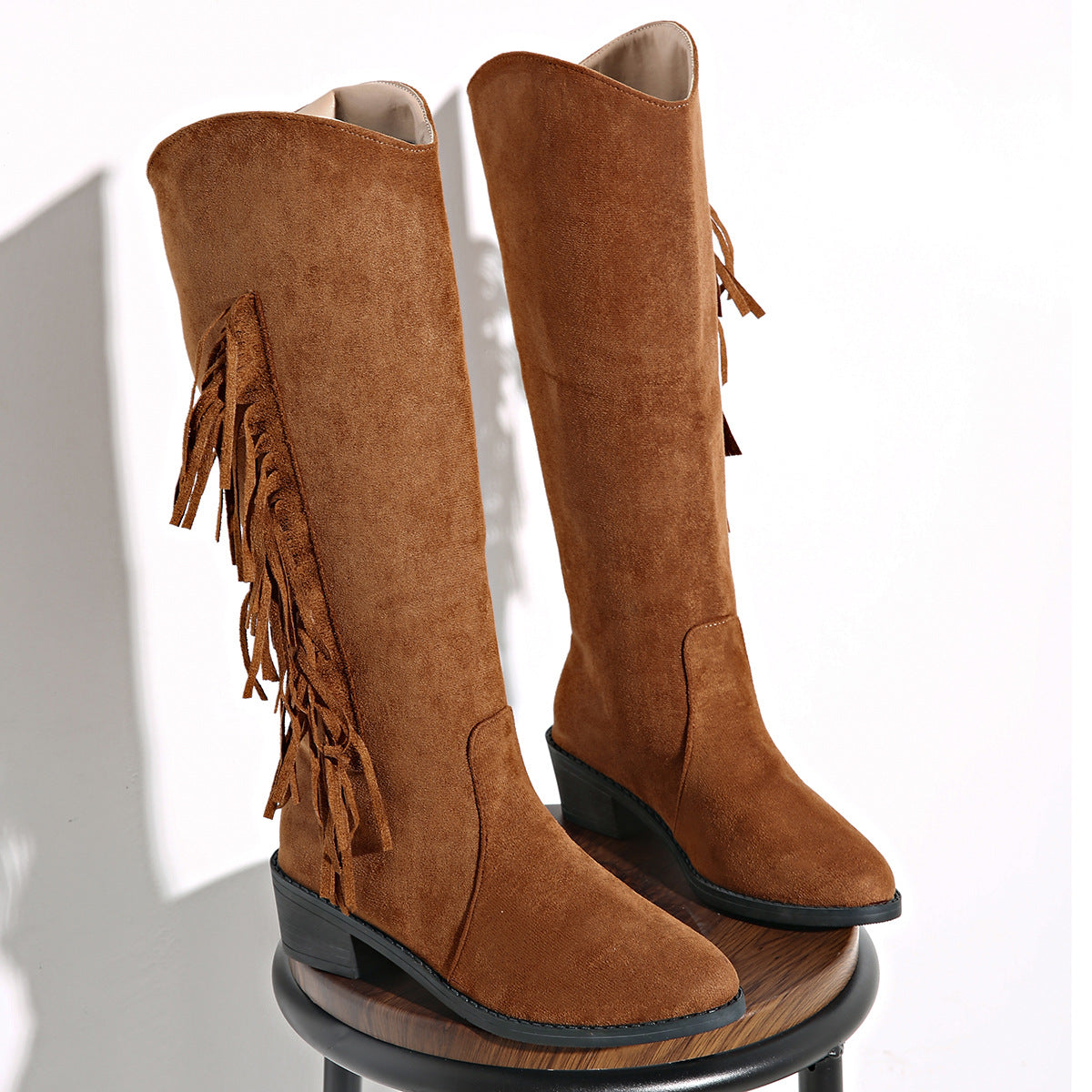 Suede Overtheknee Tassel Boots
